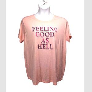 NWOT Torrid Feeling Good As Hell Peach Crew Neck Relaxed Fit Jersey Tee Plus 2X